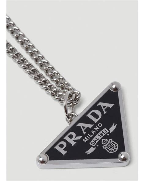 prada triangle chain necklace|prada necklace triangle black.